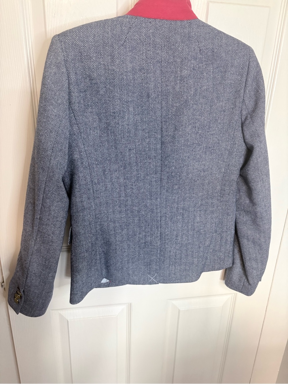 J.Crew Factory Herringbone Wool Blend Schoolboy Blazer Blue Size 4 - Picture 7 of 12